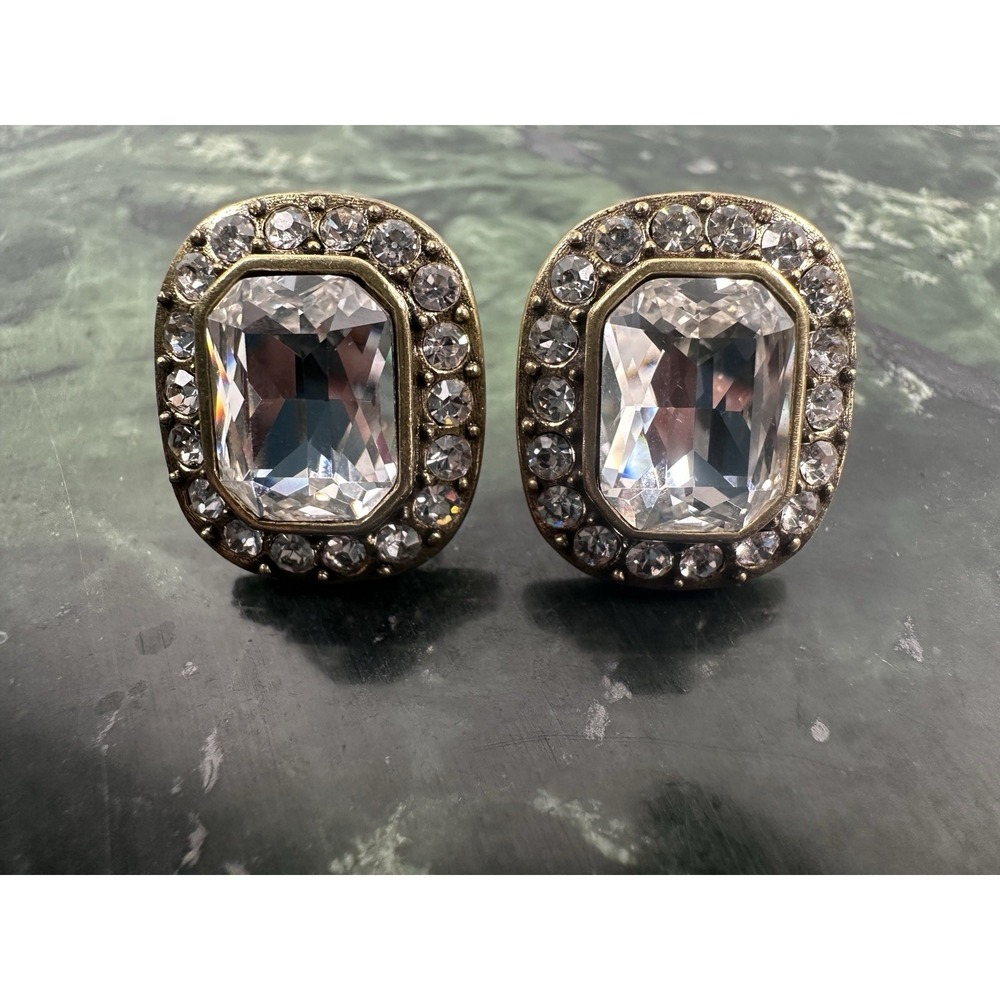 Vintage HEIDI DAUS "Tailored To Please" (Clear) Omega-Pierced Earrings